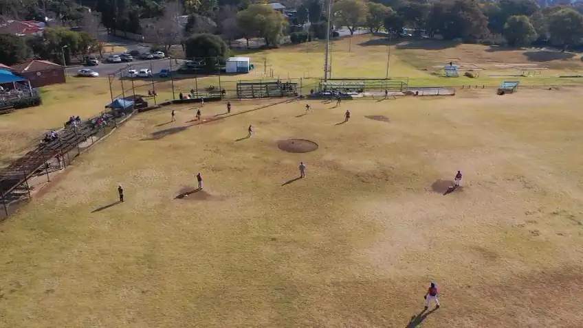 Aerial view of a baseball game in Gauteng
